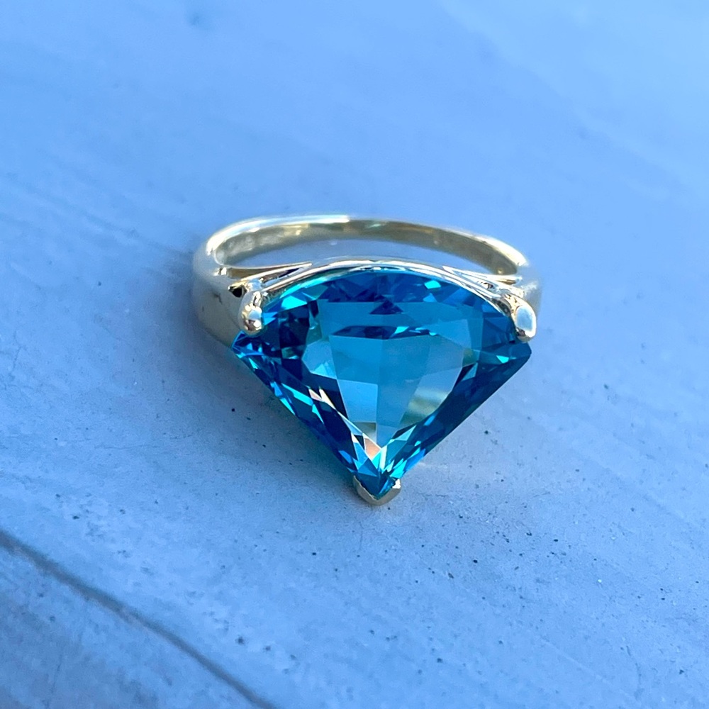 14k Gold Ring with London Blue Topaz Stone